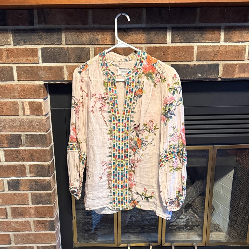Johnny Was Floral Embroidered Blouse - Multicolor